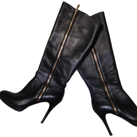 *VINCE CAMUTO~ KNEE HIGH BLACK LEATHER BOOTS 37